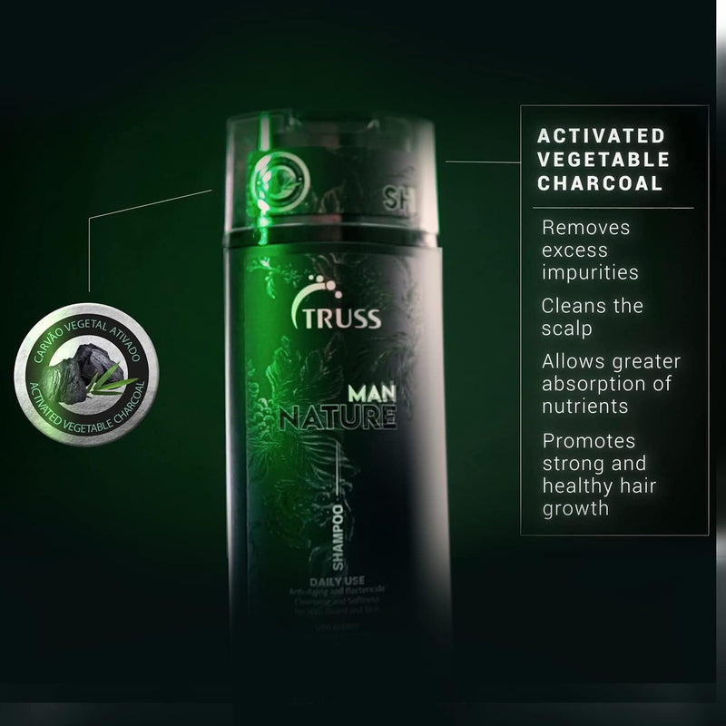 Truss Professional Shampoo Man Nature | Hair, beard and skin | Prevention of acne and folliculitis | Deep cleansing 300ml