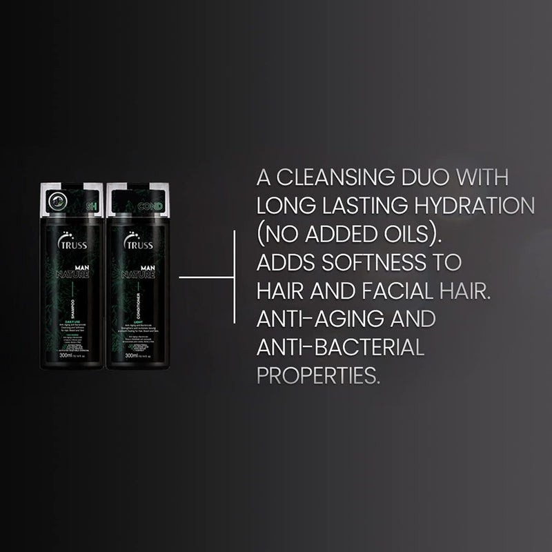 Truss Professional Shampoo Man Nature | Hair, beard and skin | Prevention of acne and folliculitis | Deep cleansing 300ml