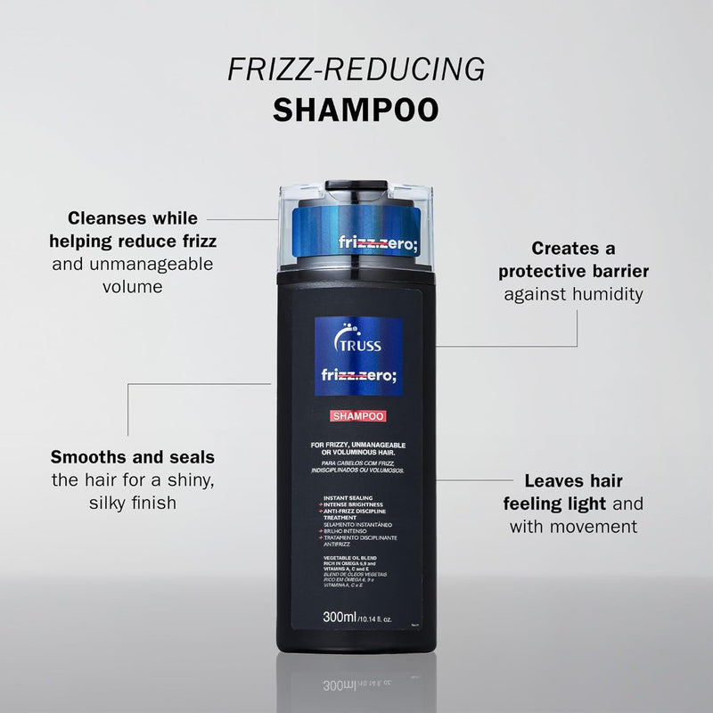 Truss Professional Frizz Zero Shampoo | Eliminates frizz | Blend of vegetable oils | Seals strands 300ml