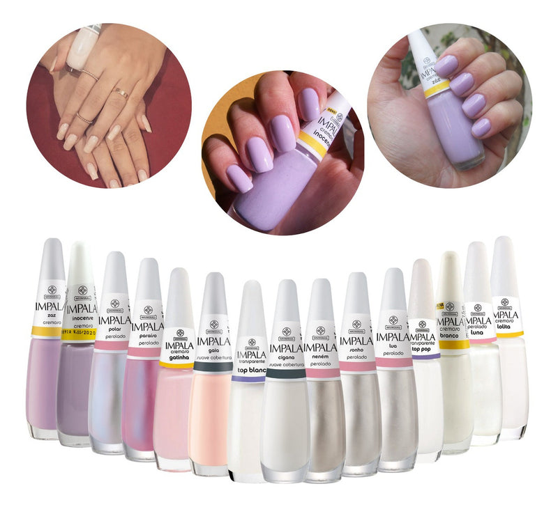 Impala Kit 15 Nail Polishes Light Tones Complete Color Colorful