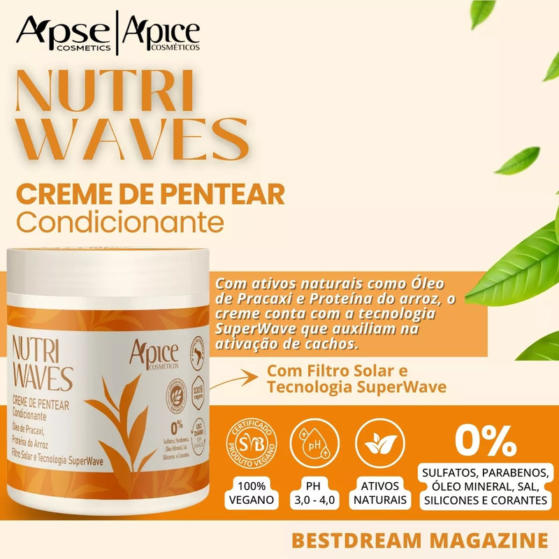 Apice Nutri Waves Kit Cosmeticos Complete Care for Healthy, Defined Hair