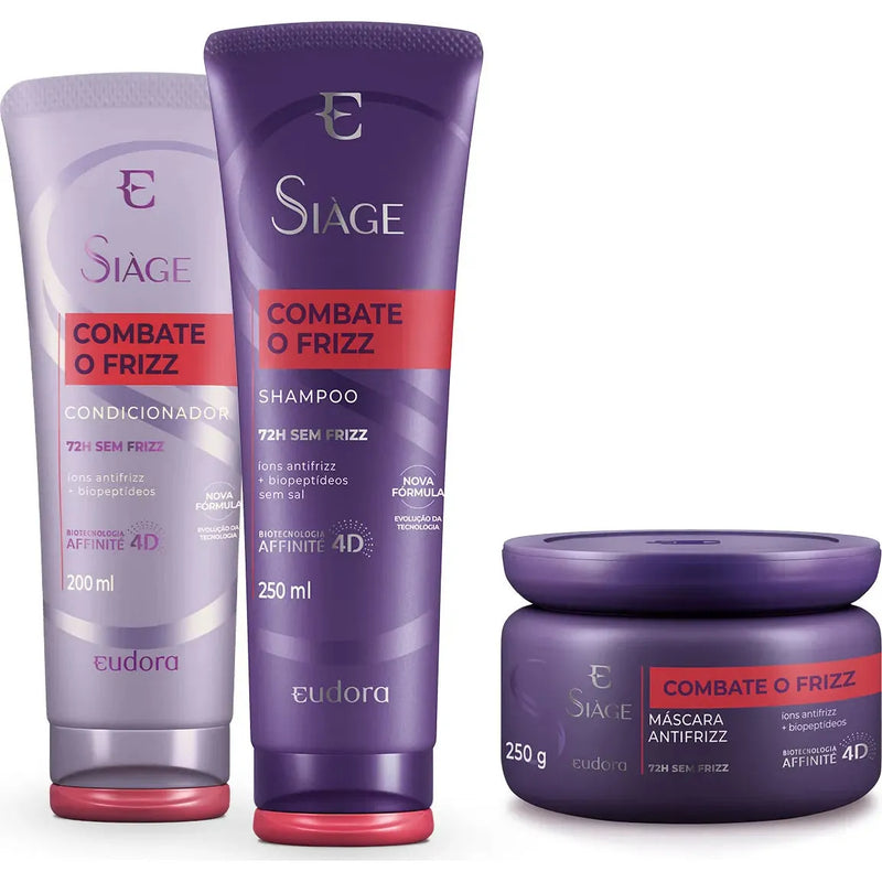 Eudora Siàge Anti-Frizz Kit Shampoo, Conditioner & Hair Mask for Smooth, Frizz-Free Hair