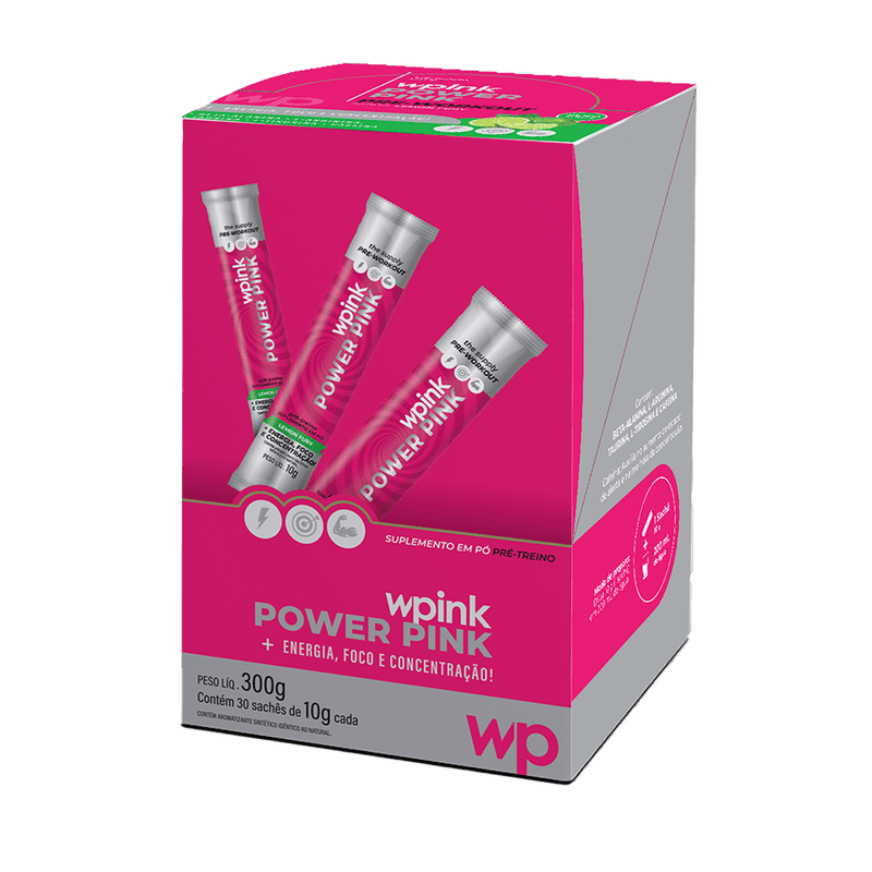 Pré- treino Power Pink Limão 300G Contêm 30 sachê 10g