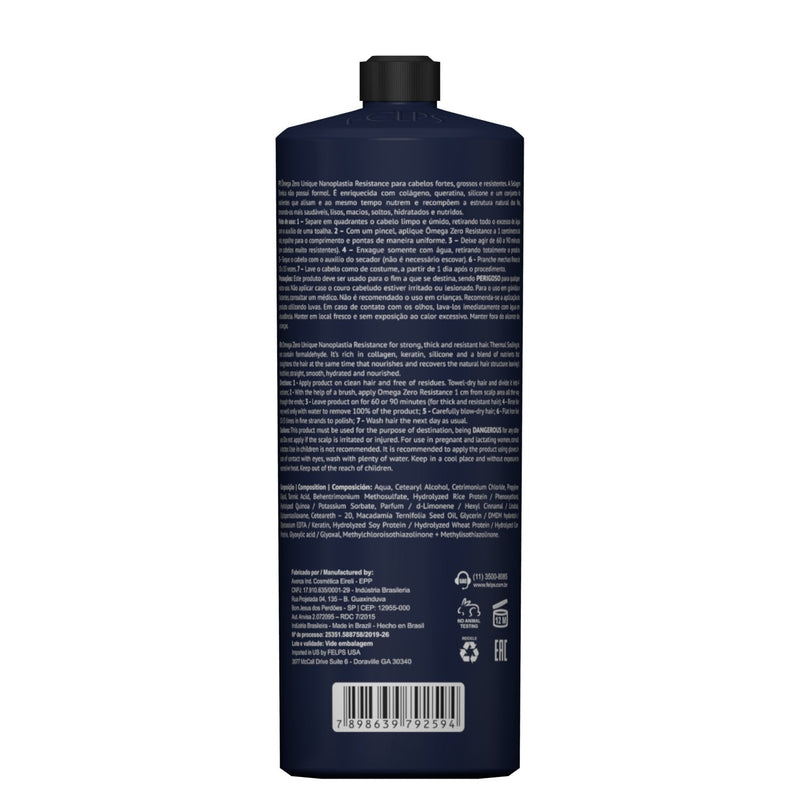Felps Omega Zero Nanoplastia Resistance Progressive Brush Brazilian Keratin Heir Treatment 500ml/16.9 fl.oz.