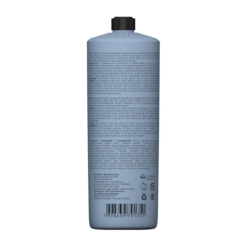 Felps Omega Zero Unique Sensitive Progressive Brush Brazilian Keratin Heir Treatment 1000ml/33.8 fl.oz.