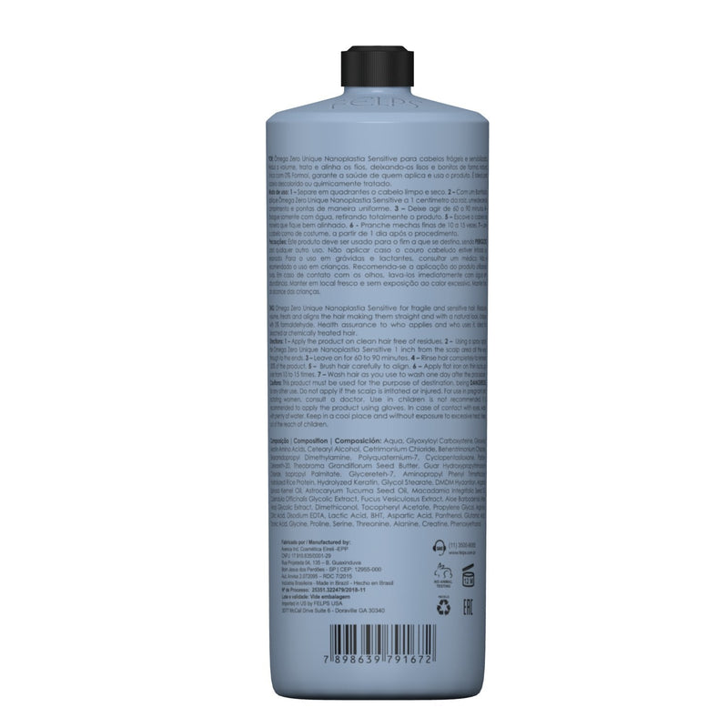 Felps Omega Zero Unique Sensitive Progressive Brush Brazilian Keratin Heir Treatment 500ml/16.9 fl.oz.