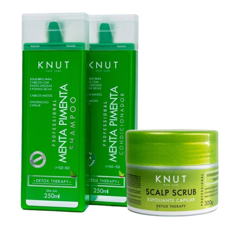 Knut Peppermint Kit Shampoo 250ml + Conditioner 250ml + Scalp Scrub 300g