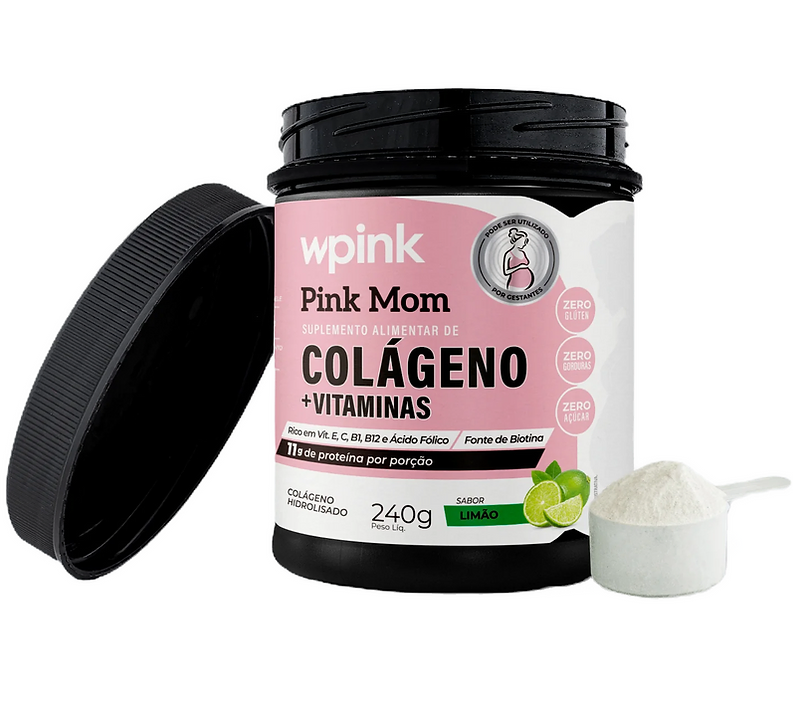 Wpink Pink Mom Suplemento Alimentar de Colágeno +  Vitaminas Maça Verde - 240g